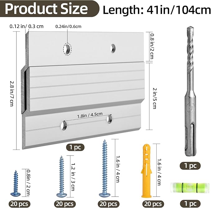 French Cleat Picture Hanger 41 Inch, Heavy Duty Z Clips Hangers, Metal Z Brackets for Mounting Picture, Mirror, Headboard, Whiteboard, Cabinet, Panel, Shelf, Cleat Picture Hanging Kit with Hardware