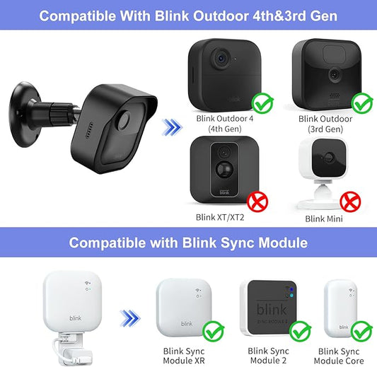 Blink Outdoor 4 (4th Gen) Wall Mount, Weatherproof Protective Cover and 360 Degree Adjustable Mounting with Blink Sync Module Outlet Mount for Blink Outdoor Indoor Security Camera (Black, 5 Pack)