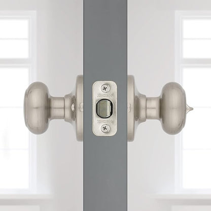 Kwikset Cove Interior Privacy Door Knob with Lock, Door Handle For Bathroom and Bedroom, Satin Nickel Keyless Turn Lock Doorknob, with Microban Protection