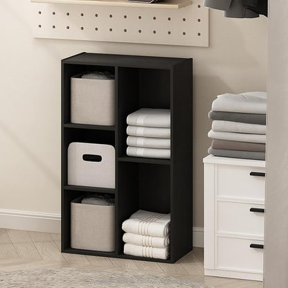 Furinno Reed Closet Organizers and Storage, 5-Cube Reversible Closet Shelves, Closet Organization Shelf, 9.4 x 19.5 x 31.5, for Bedroom, Closet, Blackwood