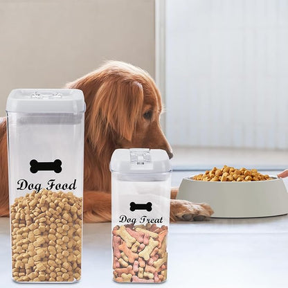 Pethiy dog food storage container dog treat container airtight pet Treats Storage Container-Clear Plastic Storage Canister Tins pet jars(2 Pack set)