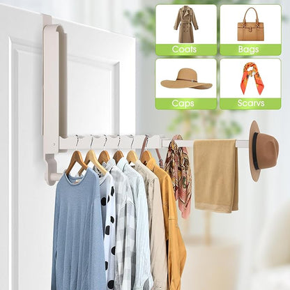 Over The Door Drying Rack, 2 Pack Foldable Over The Door Hooks Hanger for Laundry Clothes Heavy Duty Door Organizer Rack Coat Towels Hanging Storage for Bedroom Bathroom Kitchen