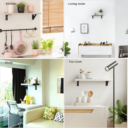 SOGAL Shelf Bracket 3 Inch x 4 Inch,Black Shelf Brackets,Small Shelf Brackets,Shelf Support Angle Brackets for Shelves, Heavy Duty Shelf L Brackets 4Pack