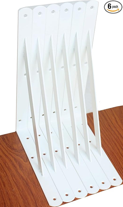 6 Pack L11 x H 8" White Heavy Duty Shelf Brackets with Screws Metal Shelf Brackets Shelf Support Angle Brackets for Shelves L Brackets Heavy Duty Floating Shelf