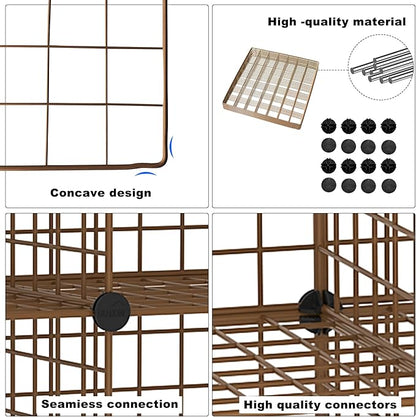 C&AHOME Wire Cube Storage, 8 - Cube Organizer Metal C Grids, Modular Shelves Units, Closet Organizer, Ideal for Home, Office, Living Room, 24.8" L x 12.4" W x 48.4" H, Brown UWCS3008R