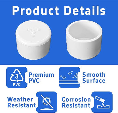 24PCS 1 Inch PVC End Caps(Not SCH40), White Furniture Grade Socket Plugs Adapter, PVC Pipe Fitting Covers for Greenhouse Frames & Shelving Systems(32mm Inner Diameter)