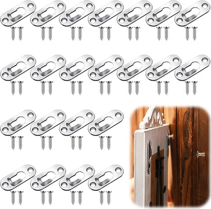 Ripeng 30 Pcs Single Keyhole Hangers Picture Hanger with 60 Pcs Screws Metal Keyhole Hanging Brackets Fasteners for Wall Mirror Picture Frames, 43 x 16 mm(Silver)