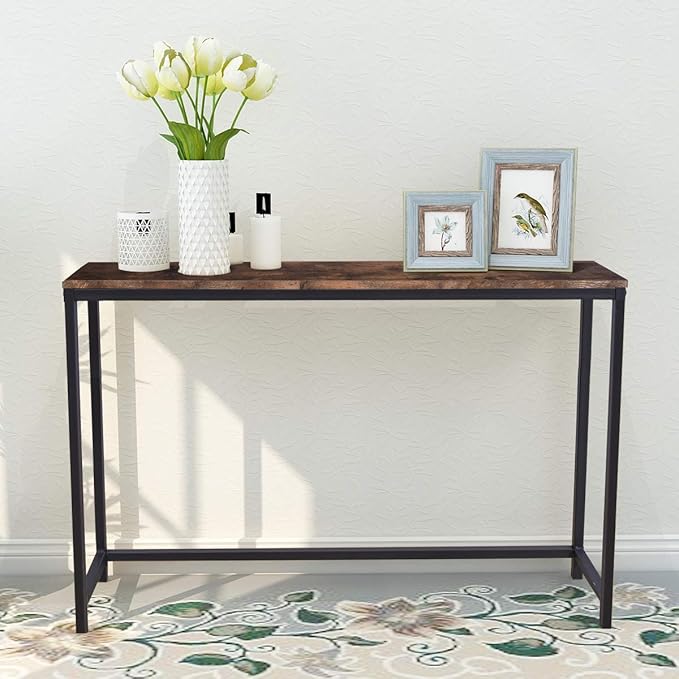 HOMERECOMMEND Console Table for Entryway Narrow Sofa Tables Entryway Table Rustic Narrow Entrance Front Door Console Table Accent Table for Living Room Corridor Hallway Rustic Brown