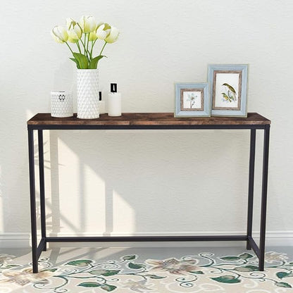 HOMERECOMMEND Console Table for Entryway Narrow Sofa Tables Entryway Table Rustic Narrow Entrance Front Door Console Table Accent Table for Living Room Corridor Hallway Rustic Brown