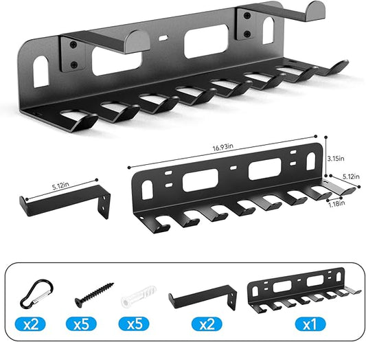 Gym Rack Organizer for Home Gym Storage, Wall Mounted, Multi-Purpose Home Gym Storage Rack for Resistance Bands, Yoga Mats, Jump Ropes,Weight Belts, Garage Workout Room Accessories,Black