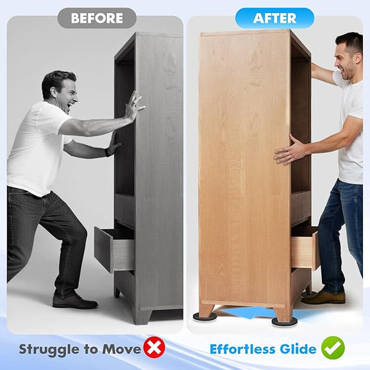16-Pack Furniture Sliders for Hardwood Floors, Save 80% Effort Safely and Easily, The Glide Tool Set for Heavy Furniture and Appliances, Reusable Floor Protectors and Moving Pads (16 Felt 3.5" Slider)