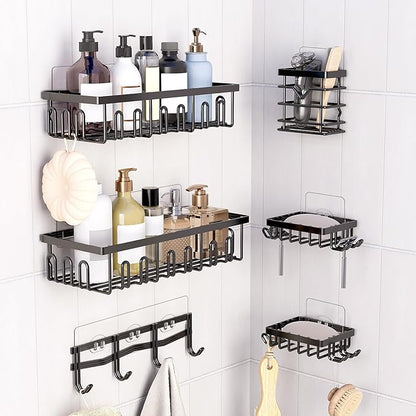 4 Pack Shower Shelf Adhesive Replacement, No Drilling Transparent Adhesive Hooks Stickers, Strong Wall Hook Strip for Shower Caddy Basket and Bathroom Shelf, Kitchen Racks (3 Hooks)