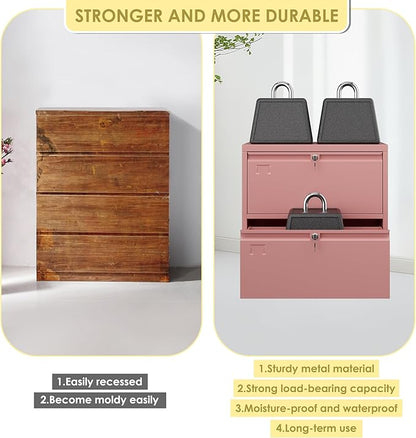 Metal Lateral File Cabinet, 30.24" H Lockable Files Cabinet, Ins Design Office Cabinet with 2 Drawers, Assembly Required