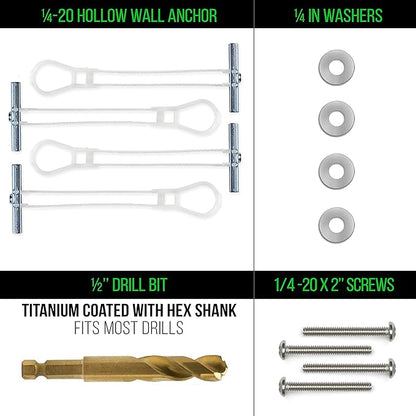 CondoMounts MSK9010 Steel Stud TV Mounting Kit | Wall Mount VESA Mount Screws, Anchors & Titanium Drill Bit | Heavy Duty TV Mounting Hardware Kit Supports 200lbs