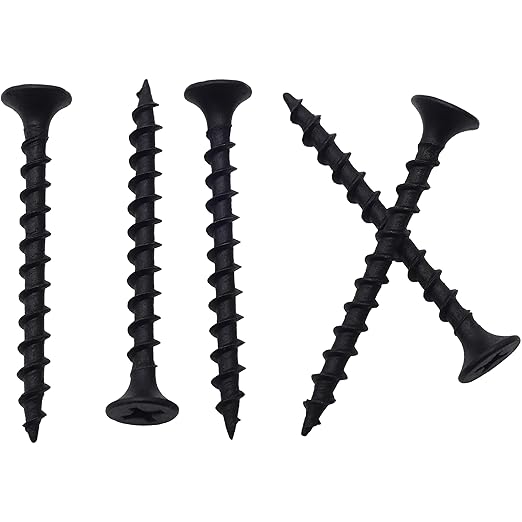150pcs #6 × 1-5/8 inchs High Hardness Drywall Screws, Black, Coarse Thread, Phillips Drive, Bugle Head, Black Wood Screws, Wood and More
