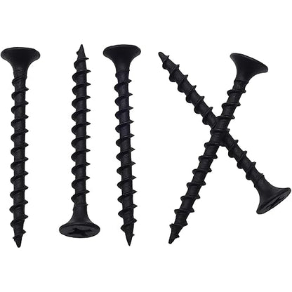 150pcs #6 × 1-5/8 inchs High Hardness Drywall Screws, Black, Coarse Thread, Phillips Drive, Bugle Head, Black Wood Screws, Wood and More