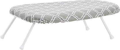 Amazon Basics Foldable Compact Tabletop Ironing Board with Folding Legs, Heat Resistant Portable, Lightweight, Non-Slip, Easy Storage, Trellis Removable Cover, 23.6"L x 7.1"W x 14.3"H, Chevron