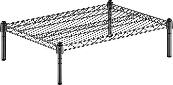 21" x 30" x 8" Black Epoxy Wire Storage Shelf, Dunnage Rack, Commercial 1 Tier Small Shelf