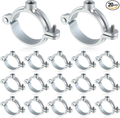 20 Pack 1-1/2" Split Ring Pipe Hanger for Thread Rod Galvanized Iron Mounting Bracket Support for Tubing Wall Ceiling Mount Combination Industrial Decor