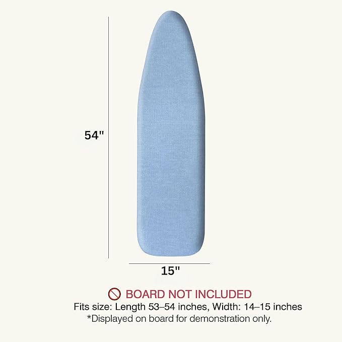 Ironing Board Cover and Pad 15"x54" Extra Thick Natural Cotton, Scorch and Stain Resistant Padding, Standard Size Iron Board Cover with Fasteners Heavy Duty Elastic Edge, Heatproof Blue