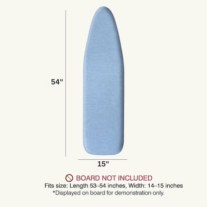 Ironing Board Cover and Pad 15"x54" Extra Thick Natural Cotton, Scorch and Stain Resistant Padding, Standard Size Iron Board Cover with Fasteners Heavy Duty Elastic Edge, Heatproof Blue