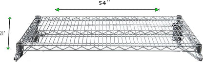 Heavy Duty Chrome Wire Wall Shelf – NSF Certified Commercial Storage Rack with Mounting Brackets – Steel Wire Shelf for Kitchen, Restaurant, Garage, or Pantry (21" x 54")