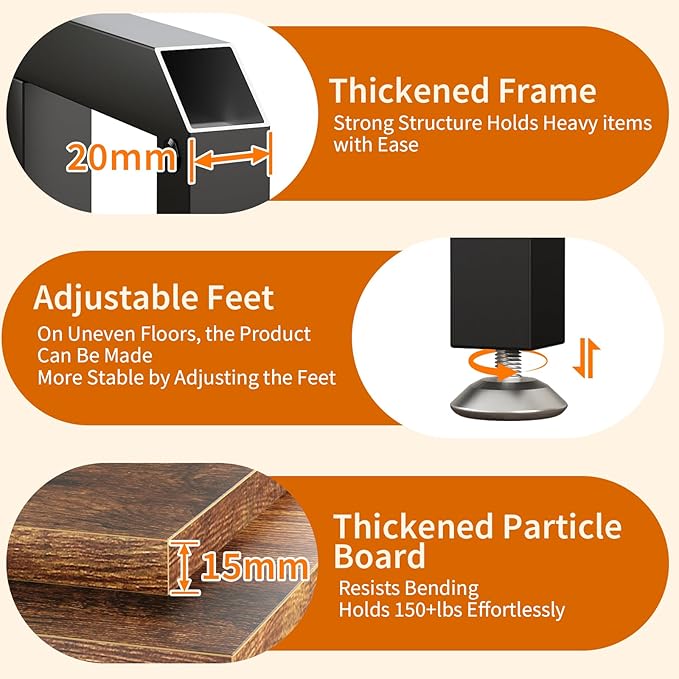 Corner Printer Stand Table, with Power Outlet and USB Charging & LED Lights, for Home Printer Stands, Storage Shelf, Computer Tower/CPU Stand Holder for Home Office, Rustic Brown