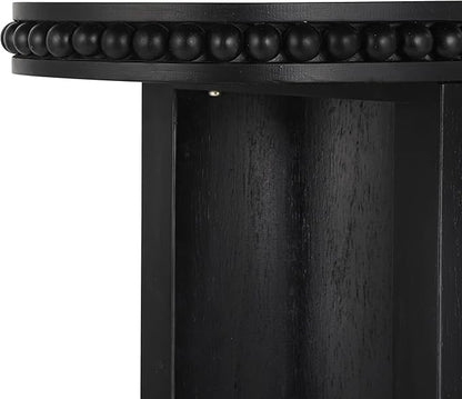 Vintage Console Table with Beaded Trim and Reversible Curved Legs, Natural Wood Veneer Finish Entryway Accent Table, Long Sofa Table Behind Couch for Hallway, Living Room (Black-J58)