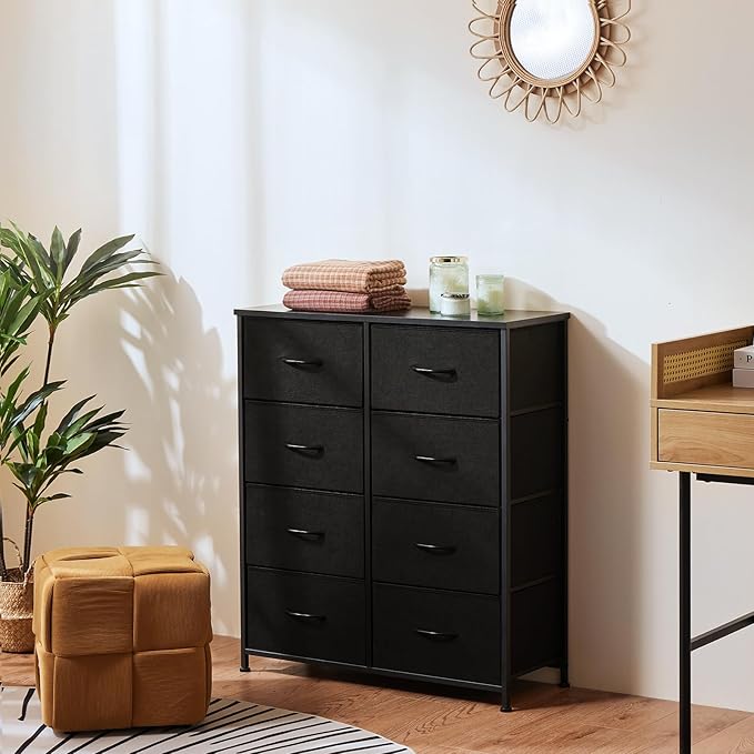 OLIXIS 8 Drawers Storage Organizers Units, Closet Organizers and Storage for Clothes, Fabric Storage Drawer for Living Room, Chest of Dresser in 31.5" D x 11.8" W x 36.4" H, Black