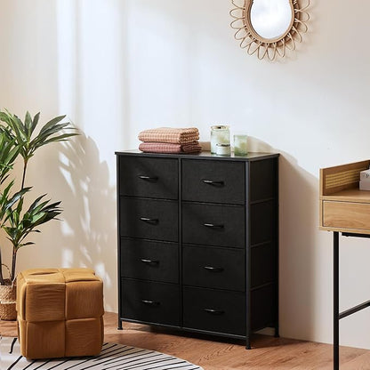 OLIXIS 8 Drawers Storage Organizers Units, Closet Organizers and Storage for Clothes, Fabric Storage Drawer for Living Room, Chest of Dresser in 31.5" D x 11.8" W x 36.4" H, Black