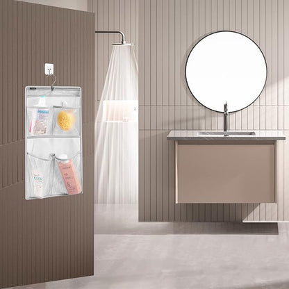 Mesh Shower Organizer Hanging Caddy Quick Dry Bathroom Storage for Toiletry Accessories with Rotating Hanger (4 Pockets)