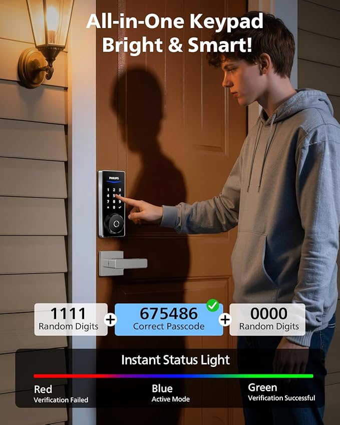 Philips Built-in WiFi Smart Lock with Handle, Nickel