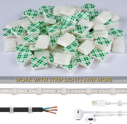 GooChan Light Strip Mounting Clips Self-Adhesive Strip Brackets Holder,100Pack 8mm Light Strips Fixing Clamp (for 8mm(5/16") Wide Strip Light)