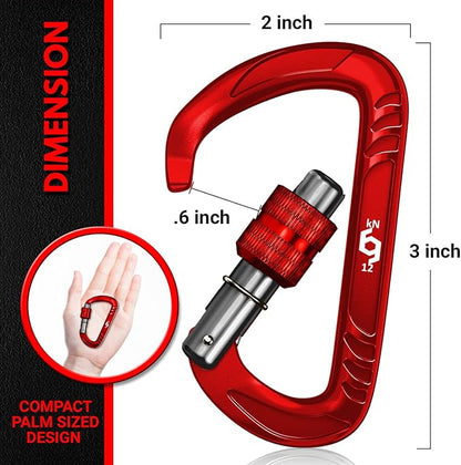 12kN (2697 lbs) Heavy Duty Carabiner Clips, for Securing Pets, Outdoor, Camping, Hiking, Hammock, Dog Leash Harness, Keychains