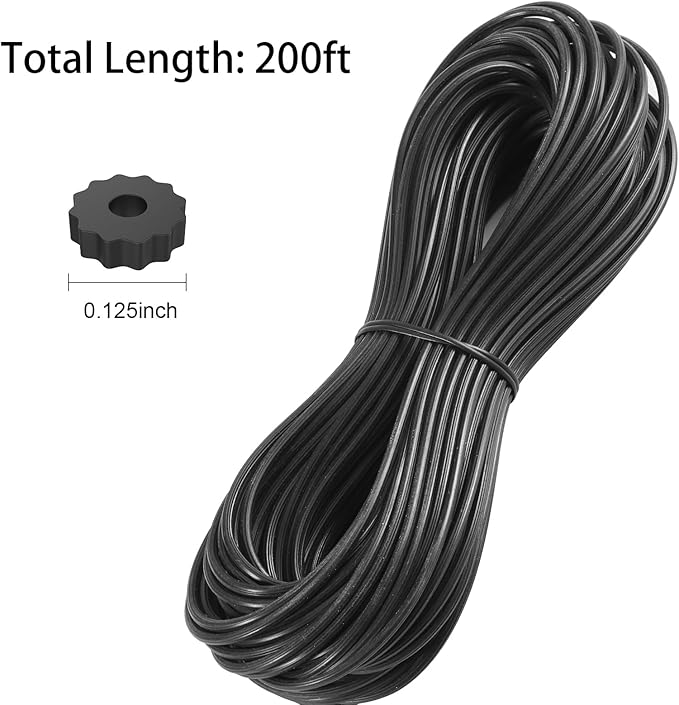 FLYZZZ Screen Spline 0.125" x 200' Spline for Window Screen Door Repair, Round，Black，Suitable for Regular Groove Width 0.122''-0.133''