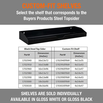 Buyers Products Interior Storage 18X16X96 Inch Black Steel Topsider Truck Box Toolbox Tray, 77 X 13.75 X 2.25/4