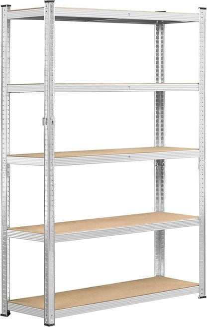 Topeakmart 5-Tier Utility Shelves, Metal Storage Shelves Garage Shelving Unit Adjustable Garage Storage Shelves Storage Racks Heavy Duty Shed Shelving- Silver, 35.5 x 12 x 71 Inch