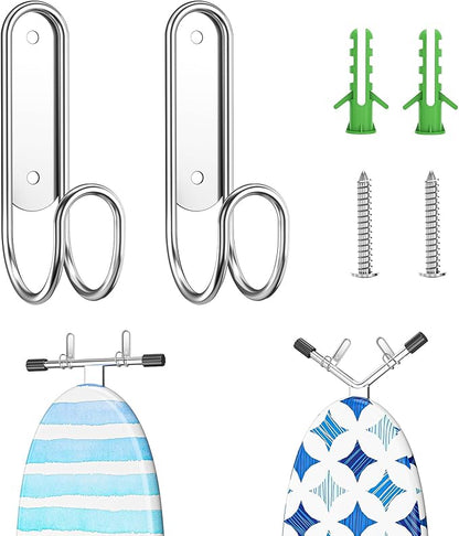Ironing Board Hanger Wall Mount, Ironing Board Holder for T or Y Leg, Iron Board Holder Stainless Steel, Iron Board Hanger for Laundry Room, Iron Boards Hook for Wall