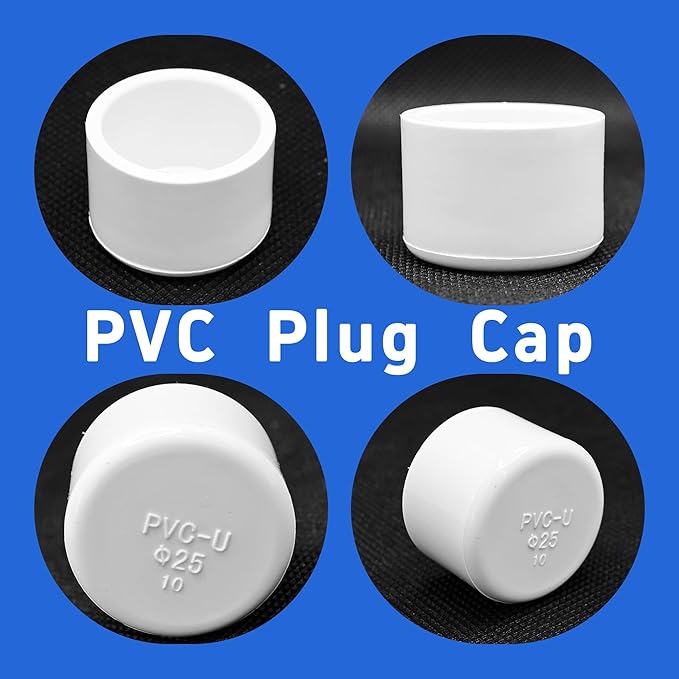 24PCS 3/4 Inch PVC End Caps(Not SCH40), White Furniture Grade Socket Plugs Adapter, PVC Pipe Fitting Covers for Greenhouse Frames & Shelving Systems(25mm Inner Diameter)