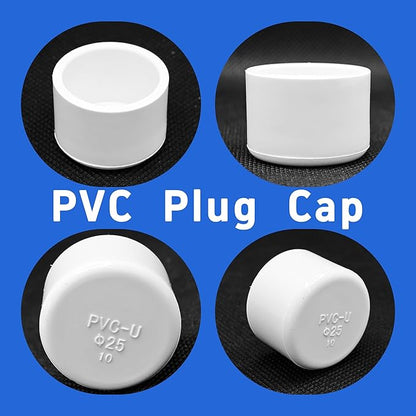 24PCS 3/4 Inch PVC End Caps(Not SCH40), White Furniture Grade Socket Plugs Adapter, PVC Pipe Fitting Covers for Greenhouse Frames & Shelving Systems(25mm Inner Diameter)