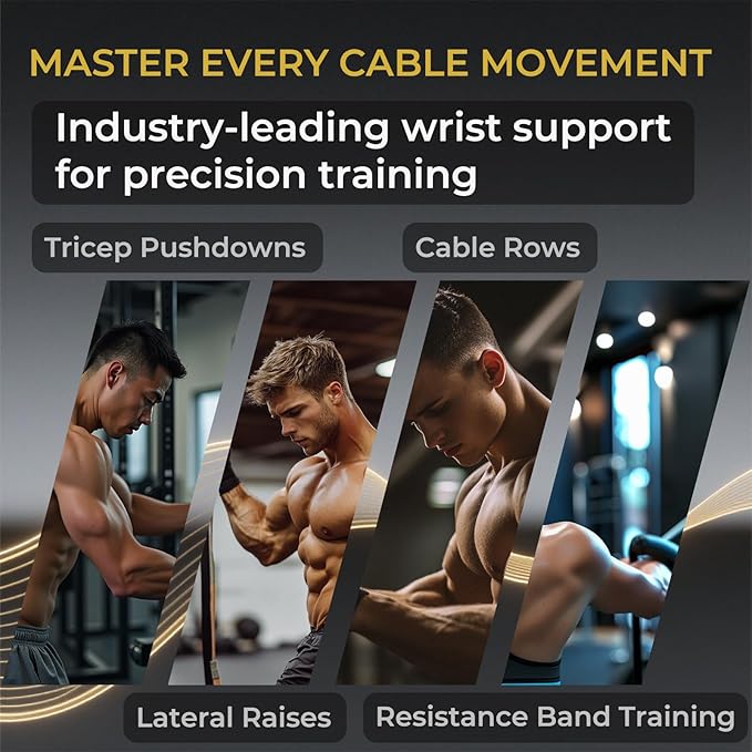 Adjustable Wrist Cuffs for Cable Machines - 7mm Neoprene Padded Straps with D Rings, Heavy Duty Gym Cuffs for Strength Training (Men/Women)