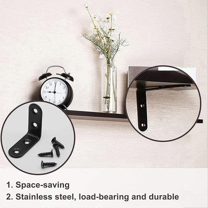 YAMASO 20PCS L Bracket Corner Bracket,Black Small Right Angle Bracket for Wood Furniture Cabinet Chair(10PCS 0.79 Inch+10PCS 1.57 Inch with 60PCS Screws)