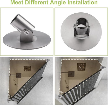 Shower Curtain Rod Bracket, 2Pcs 26mm Inner Diameter Titanium Steel Shower Curtain Rod Single Swivel Flange Curtain Rod Wall-Mount Bracket with Screws (Silver)