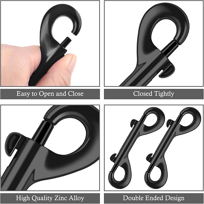 ERKOON 3.5 inch Double Ended snap Hooks,110lbs Metal Clips Load Capacity Zinc Alloy Double Sided Clips Heavy Duty Trigger Snap for Dogs Leashes/Water Bucket/Horse Feed/Hammocks Bolt snap (4 Pack)