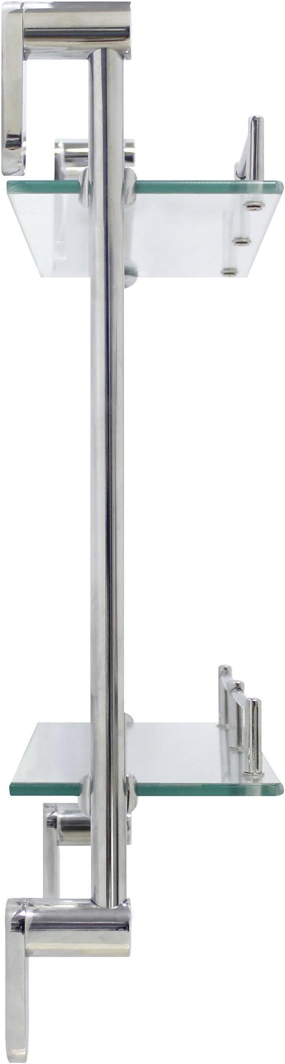 Double Wall Glass Shelf with Pre-Installed Rail - Polished Chrome - Oval Series - 5 Year Warrantee