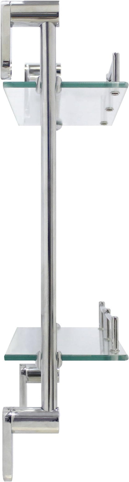 Double Wall Glass Shelf with Pre-Installed Rail - Polished Chrome - Oval Series - 5 Year Warrantee