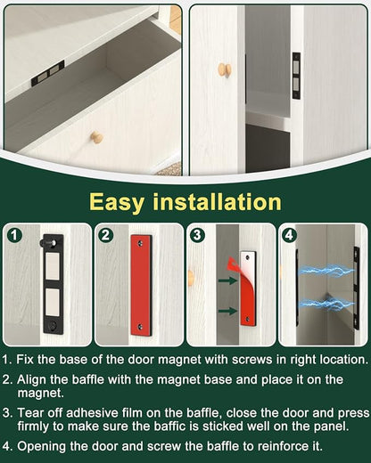 Jiayi 6 Pack Ultra Thin Magnets Latch, 30 Lb Kitchen Door Magnetic Catch Screw on Adhesive, Strong Cabinet Double Magnet Catch for Wardrobe Closet Door Drawer Wardrobe Cupboard Closing