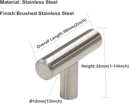 Goldenwarm Kitchen Hardware for Cabinets Brushed Nickel Cabinet Knobs - LS201BSS Cupboard Knobs Metal Drawer Handles Desk Drawer Hardware 50mm(2in Overall Length),50Pack