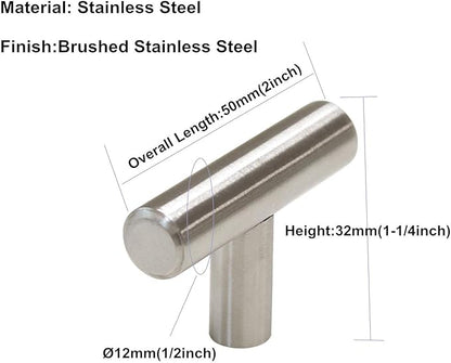 Goldenwarm 15Pack Single Hole Brushed Stainless Steel Cabinet Knobs and Pulls Door Cupboards Drawers Bedroom Furniture Handles 50mm/2in Overall Length