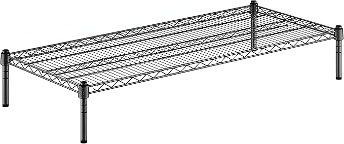 21" x 48" x 8" Black Epoxy Wire Storage Shelf, Dunnage Rack, Commercial 1 Tier Small Shelf
